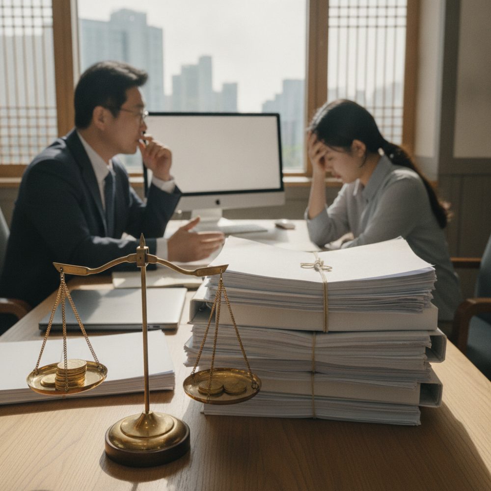 법원 저울과 상속 서류 더미 - 상속포기 신고 방법 : 3개월 기한·관할법원·준비서류 실전 정리