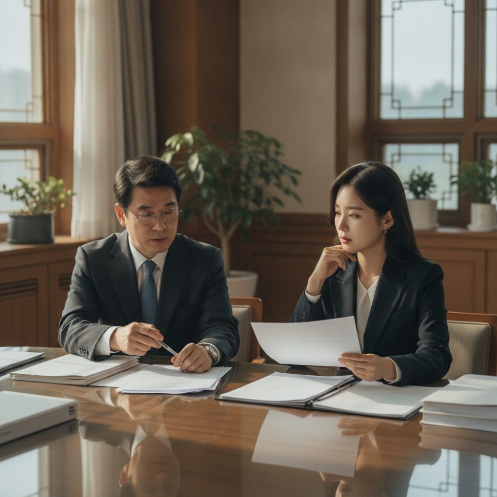 상속재산분할협의서 작성과 관련 서류를 검토하는 모습 - 상속재산분할협의서 작성법 — 등기소에서 반려되지 않는 순서와 서류